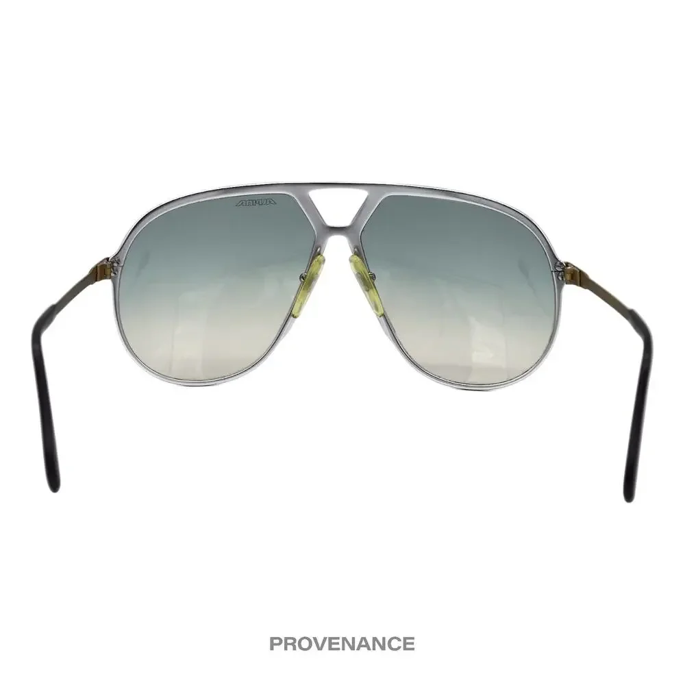 Gold Metal Aviator Sunglasses with Gradient Blue Lenses